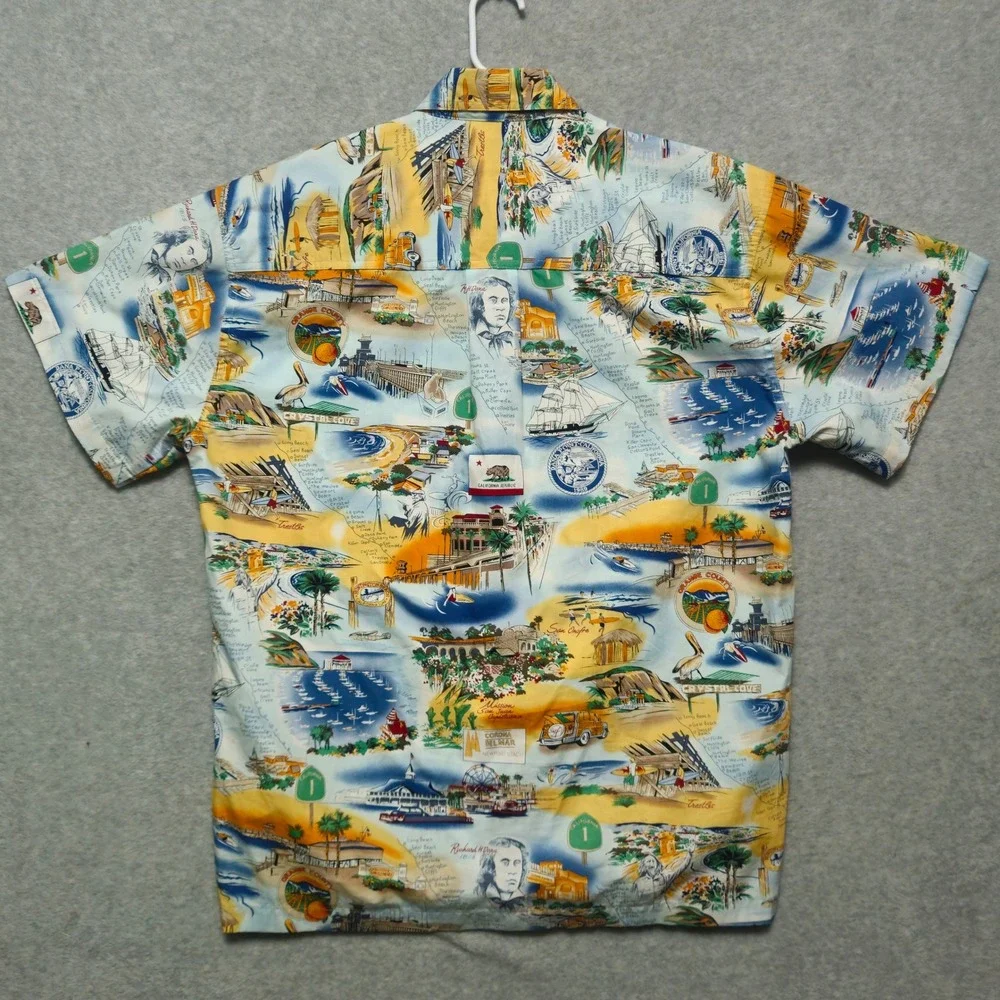 HIGH SEAS Trading Co‎ Mens Large Southern California Beach Print Hawaiian Shirt